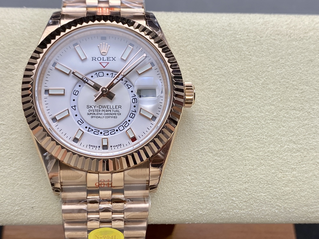Rolex Sky Dweller 42mm Intense White Dial Fluted Bezel Jubilee Bracelet m336935 0007